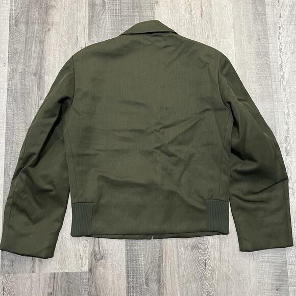 VTG 50s Gregory Forest Service Zip Up Jacket Cropped Gabardine Green Patched 38r - Picture 2 of 7